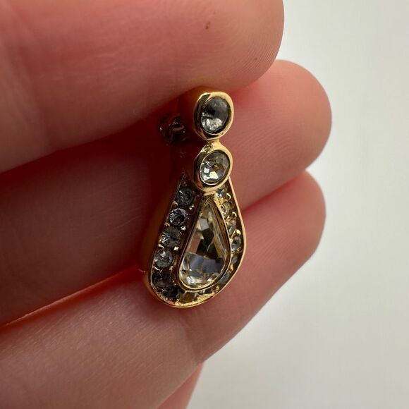 Dior Vintage Necklace Gold Tone Rhinestone Pendant Authenticated - Picture 6 of 11